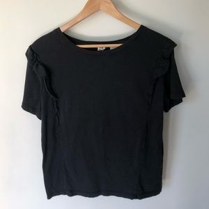 Levi’s Dark Grey Ruffled Short Sleeve Top | Size S